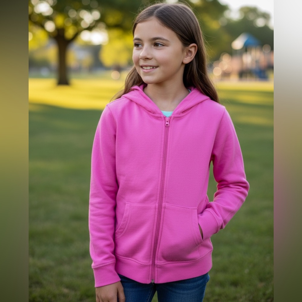 Girls Hanna Andersson pink zip up hoody jacket
